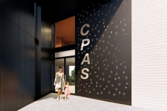 Bureaux contemporains pour le CPAS de Stavelot -  façade - entrée